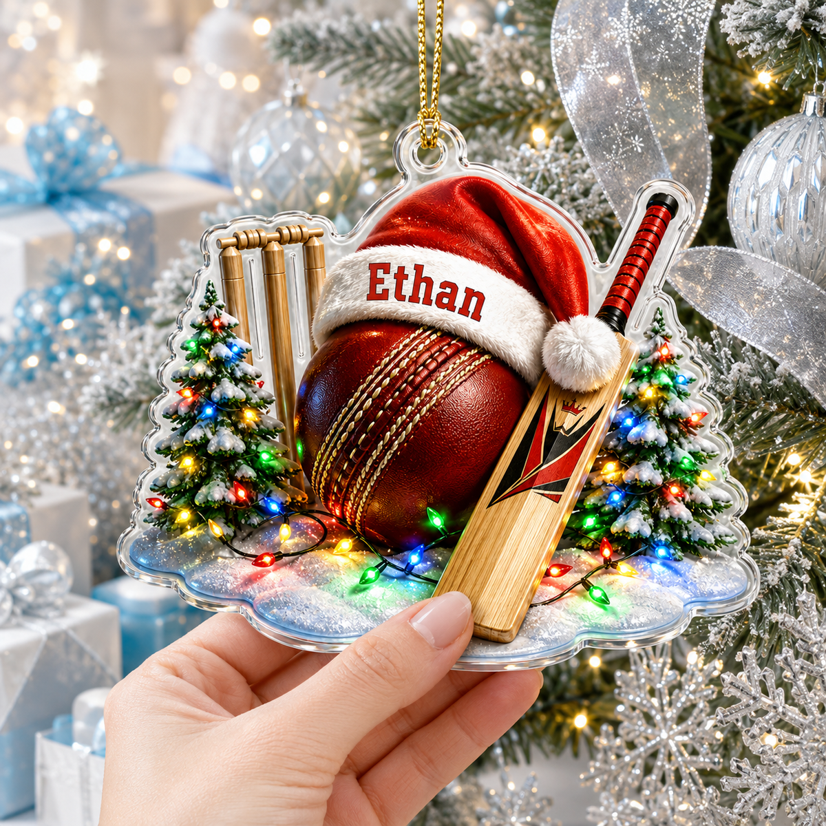 Custom Sports Christmas Acrylic - Cricket