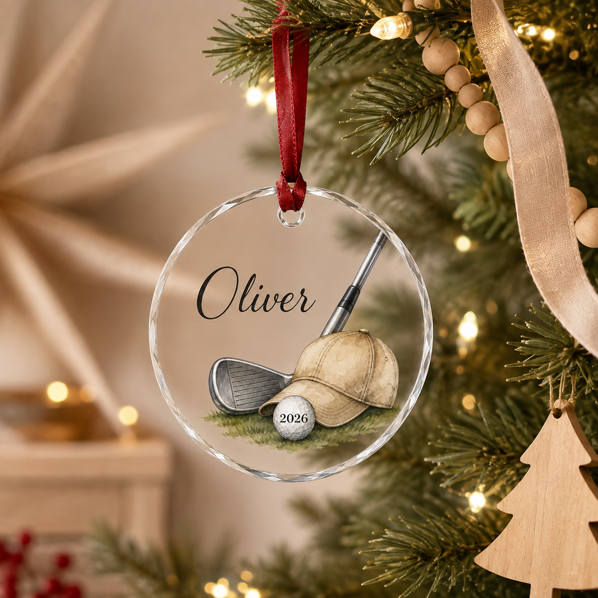 Sport Glass Ornament Golf Gear