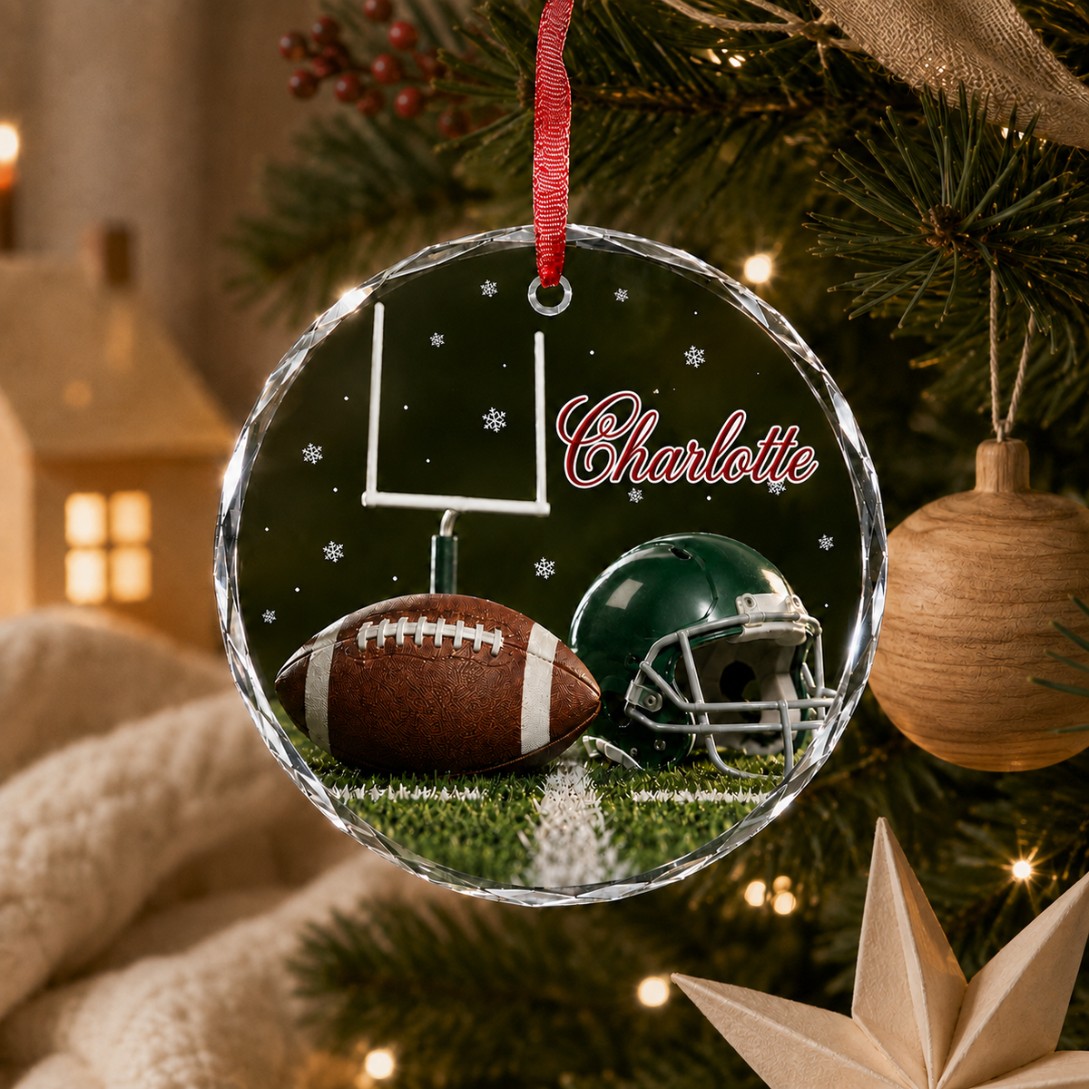 Sports Glass Ornament American Football