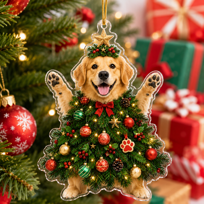 Dog Santa Tree Golden Retrieve