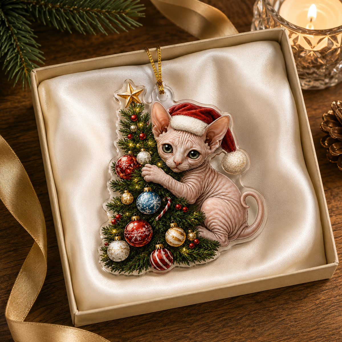 Cat With Christmas Tree Sphynx