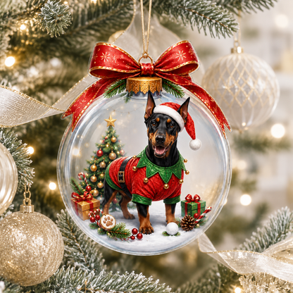 Dog Santa Bauble Ball Doberman Pinscher