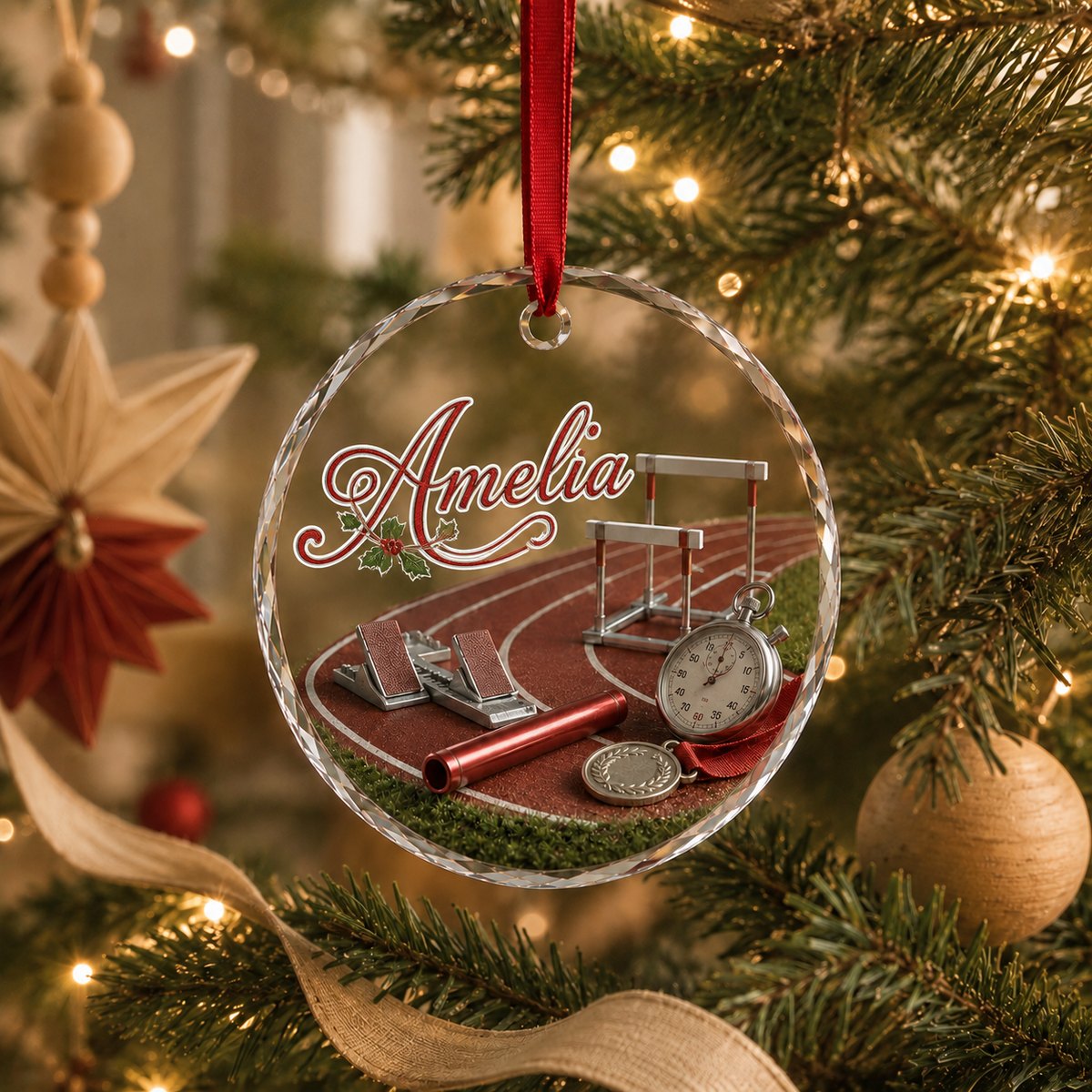 Sports Glass Ornament Track and Field
