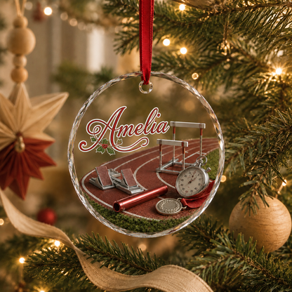 Sports Glass Ornament Track and Field