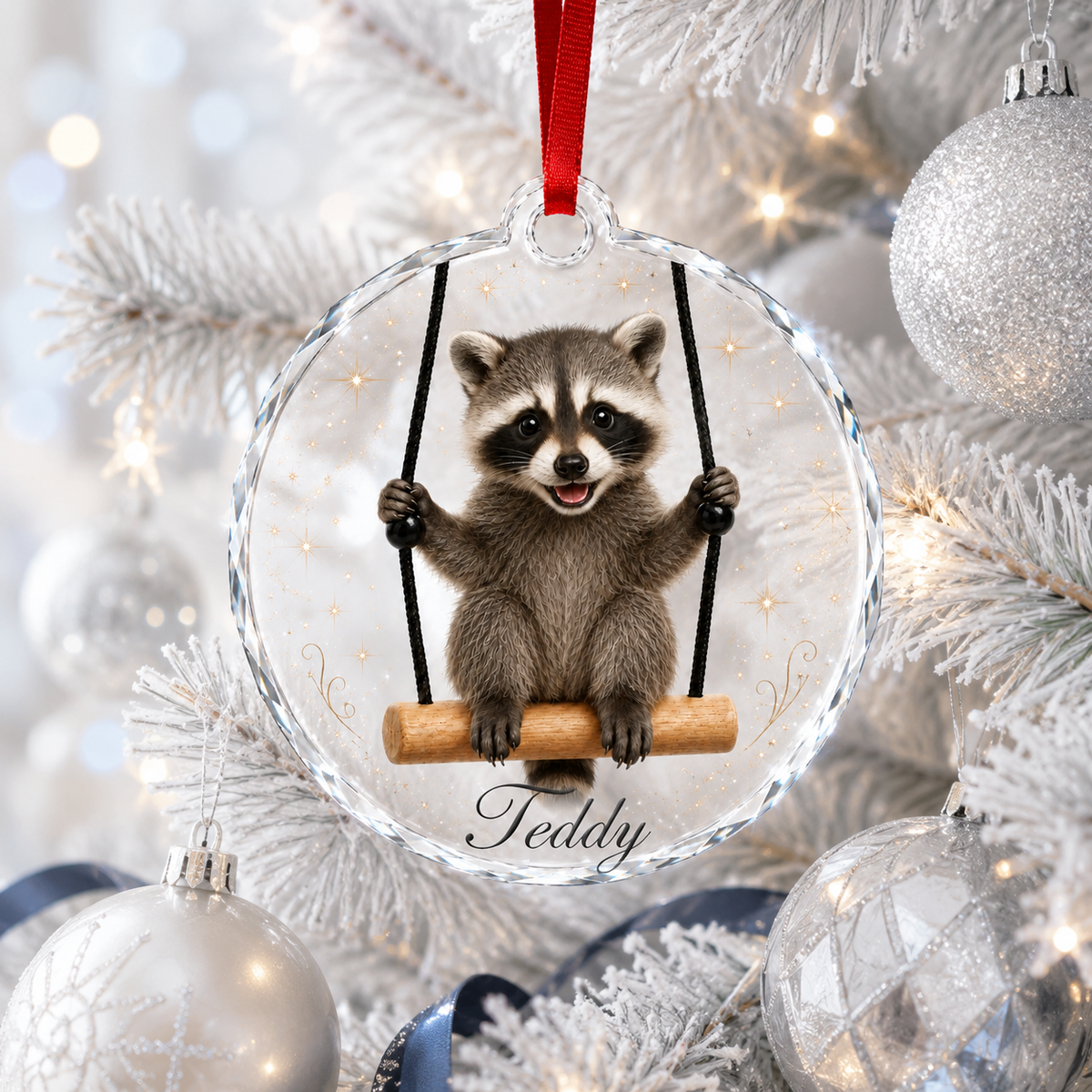 Animal Glass Ornament Racoon