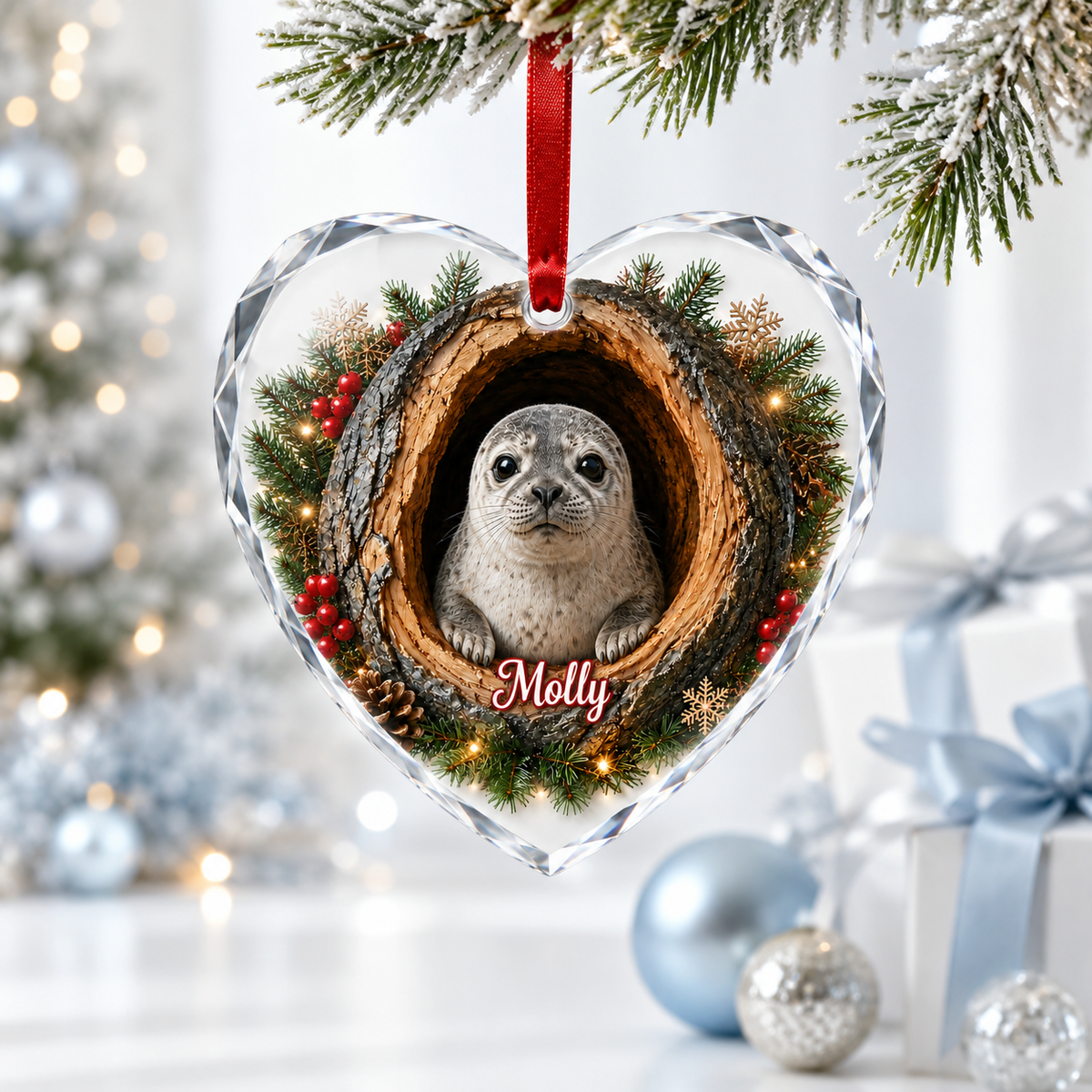 Animal Glass Ornament Tree Hollow Seal
