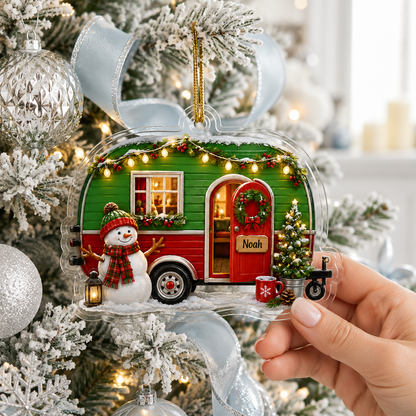 Camping Personalize Acrylic Snowman Mobile Home