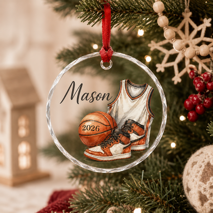 Sport Glass Ornament Basketball Gear