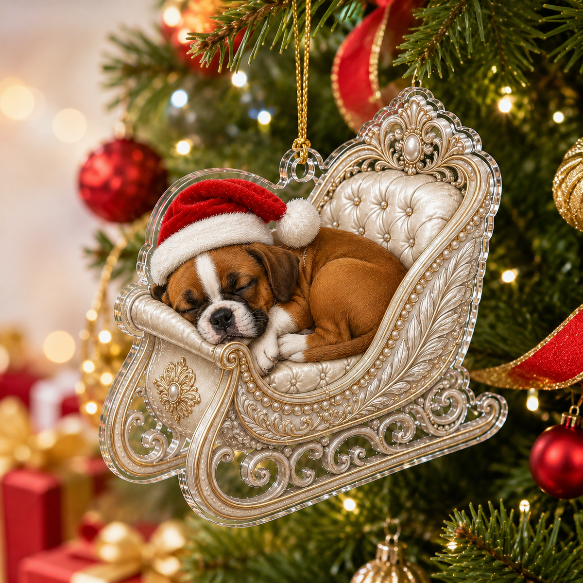 Dog Christmas Sleigh Boxer