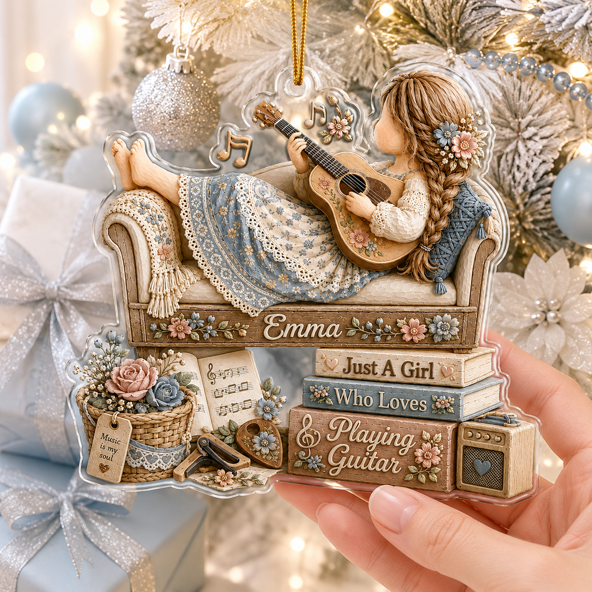 Personalized Just A Girl Hobby Playing Guitar