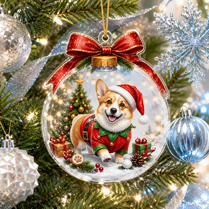 Dog Santa Bauble Ball Pembroke Welsh Corgi