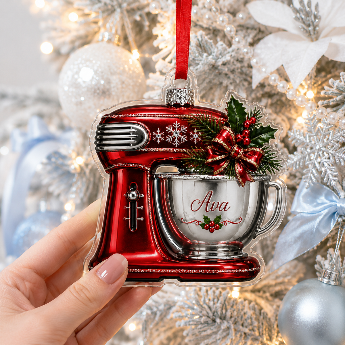 Personalized Kitchen Utensils Acrylic Red Dough Mixer