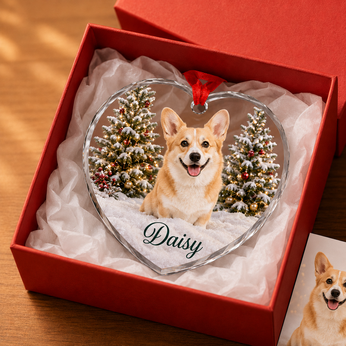Custom Photo Dog Glass Dog With Christmas Tree
