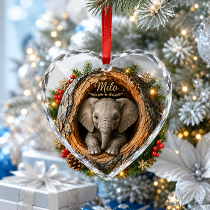 Animal Glass Ornament Tree Hollow Elephant
