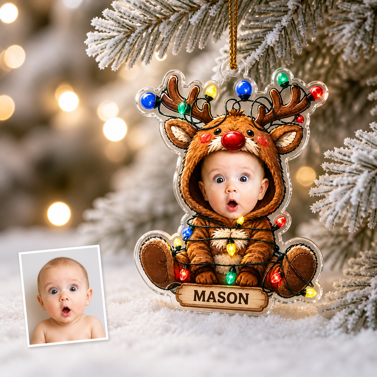 Custom Photo Baby Reindeer