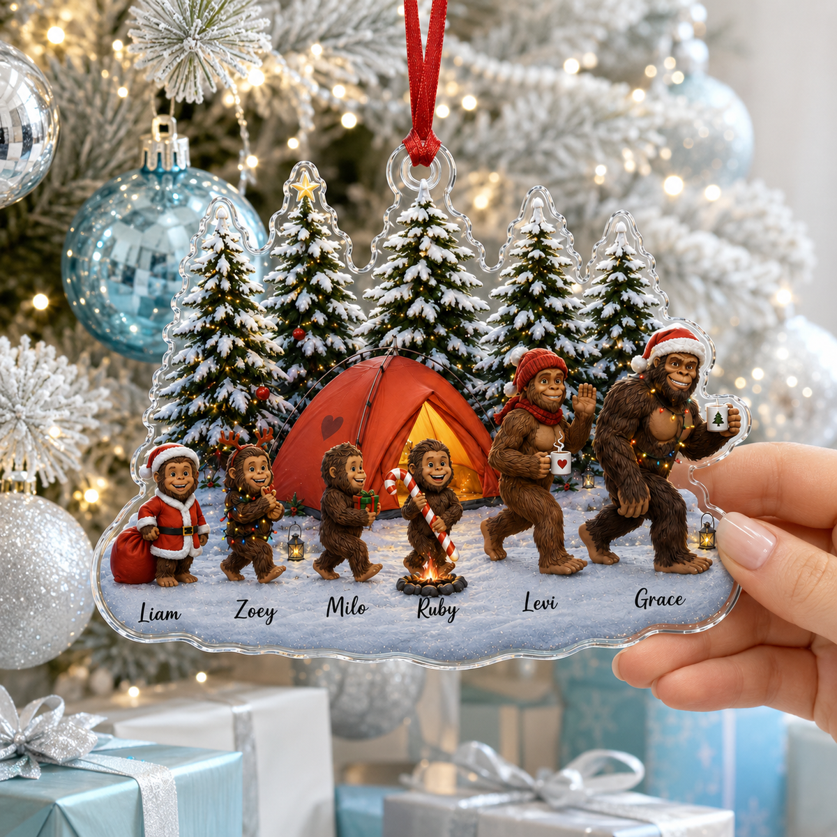 Camping Personalize Acrylic Christmas Gibbon