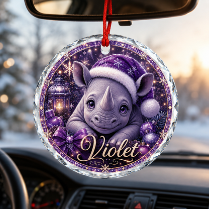 Purple Animal At Christmas Rhinoceros