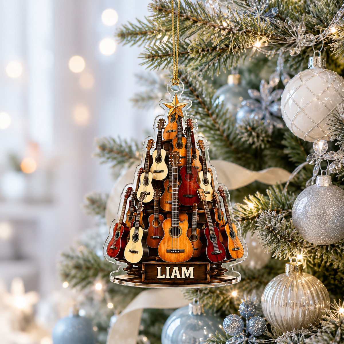 Guitar Custom Name Acrylic - Multi Guitar Christmas Tree