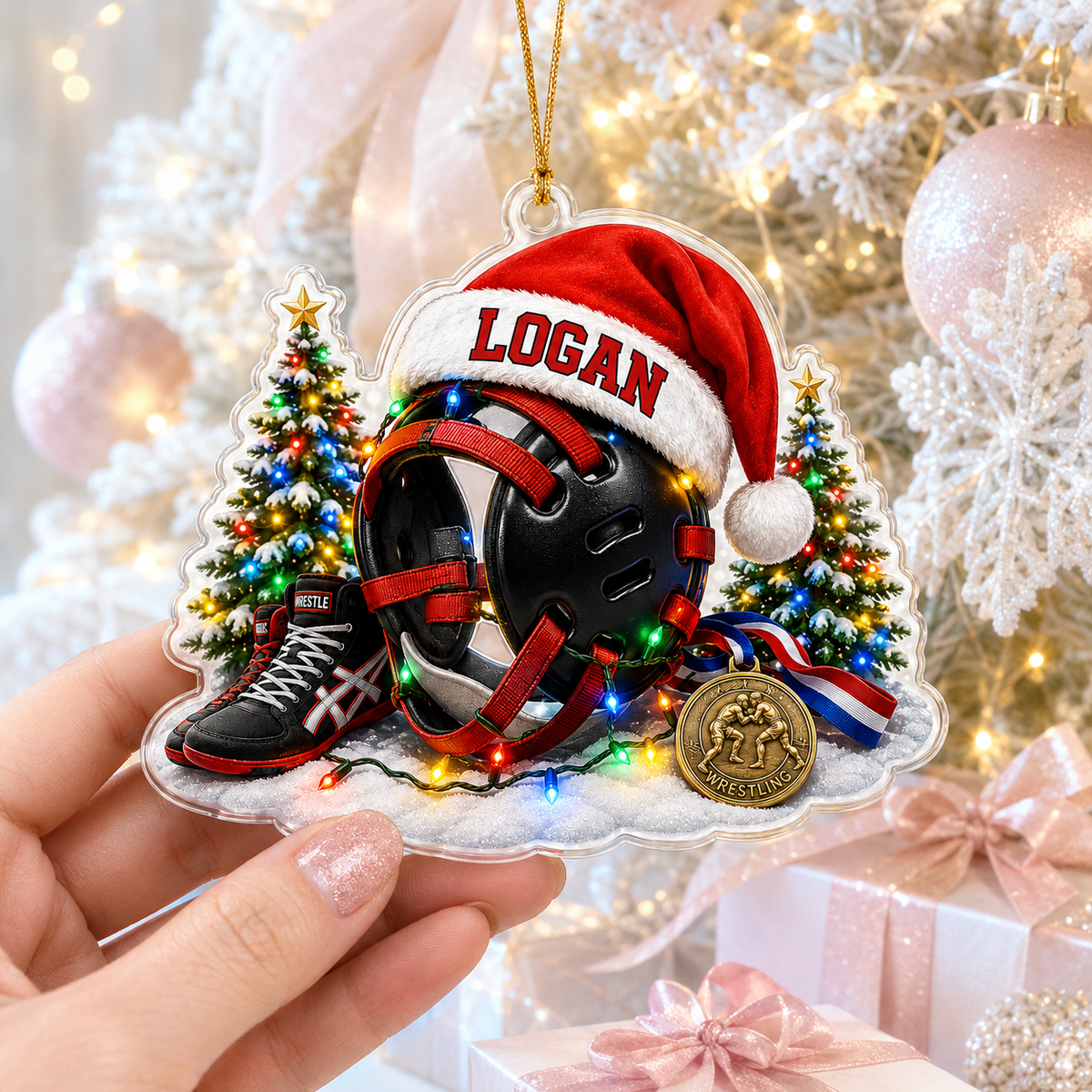 Custom Sports Christmas Acrylic - Wrestling
