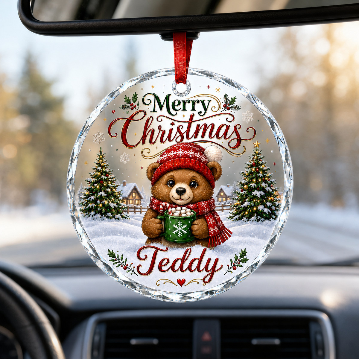 Christmas Glass Animal Bear