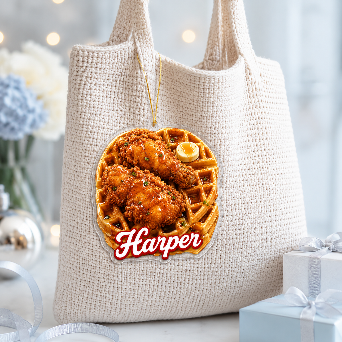 Breakfast Custom Name Chicken and Waffles Acrylic