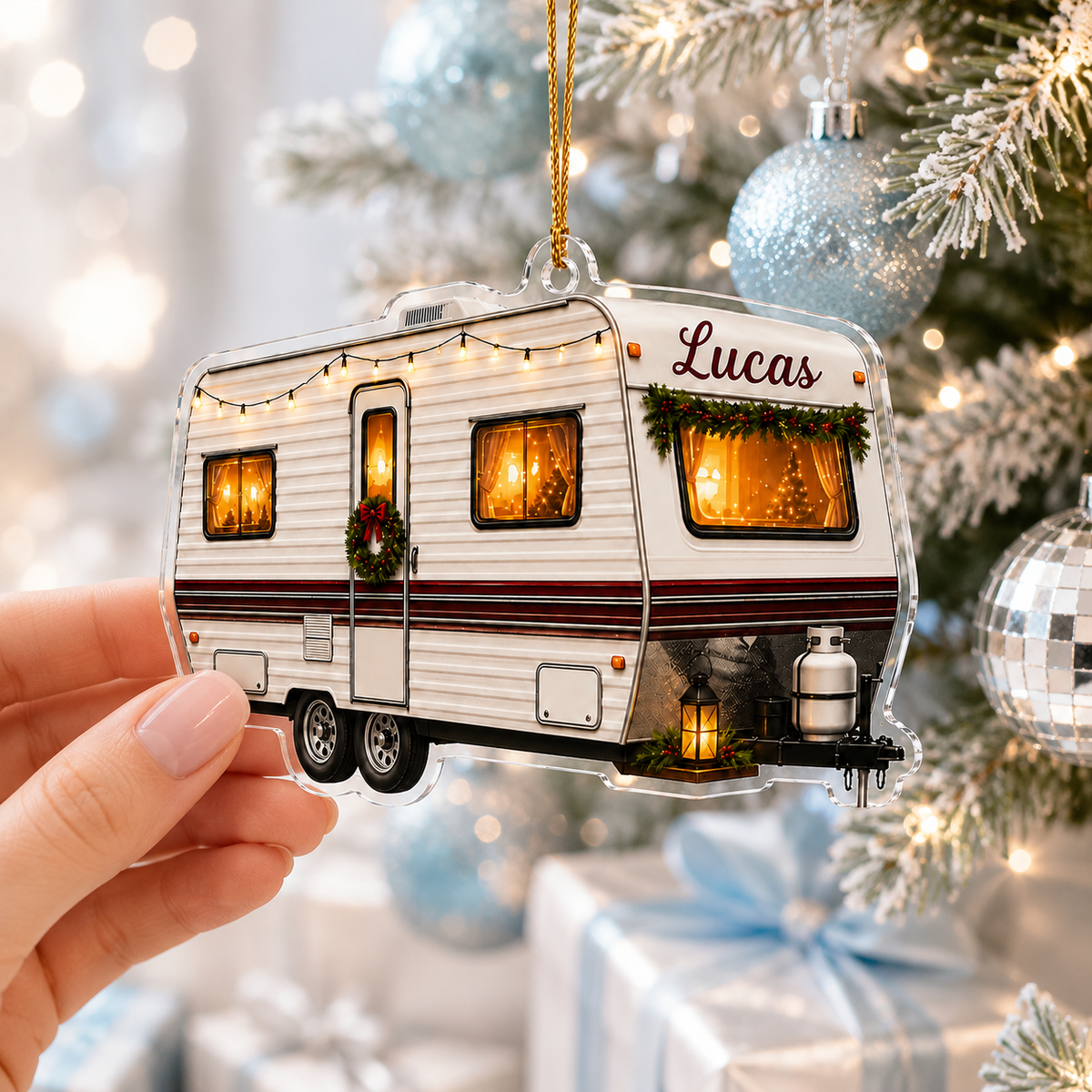 Camping Personalize Acrylic Christmas Mobile Vehicle
