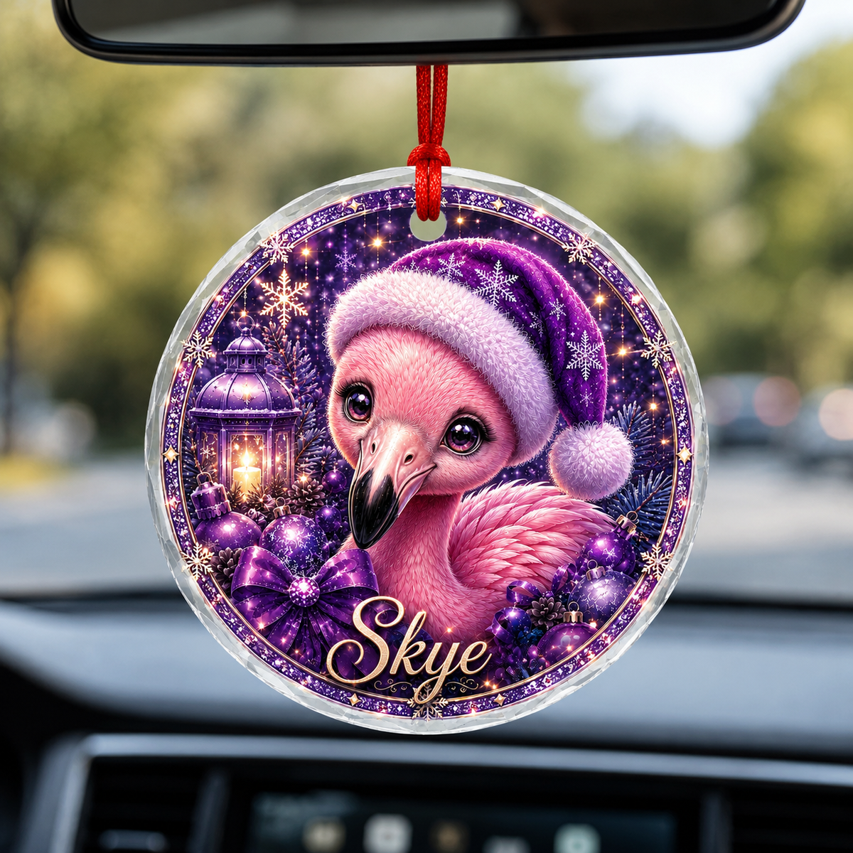 Purple Bird At Christmas Flamingo