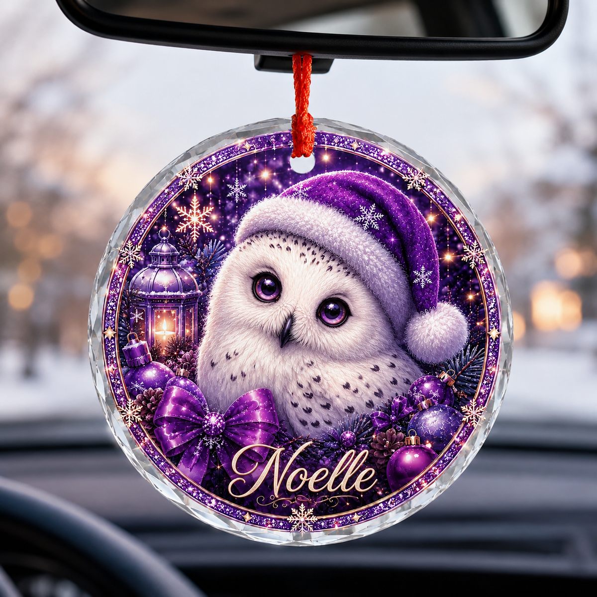 Purple Bird At Christmas Snowy Owl