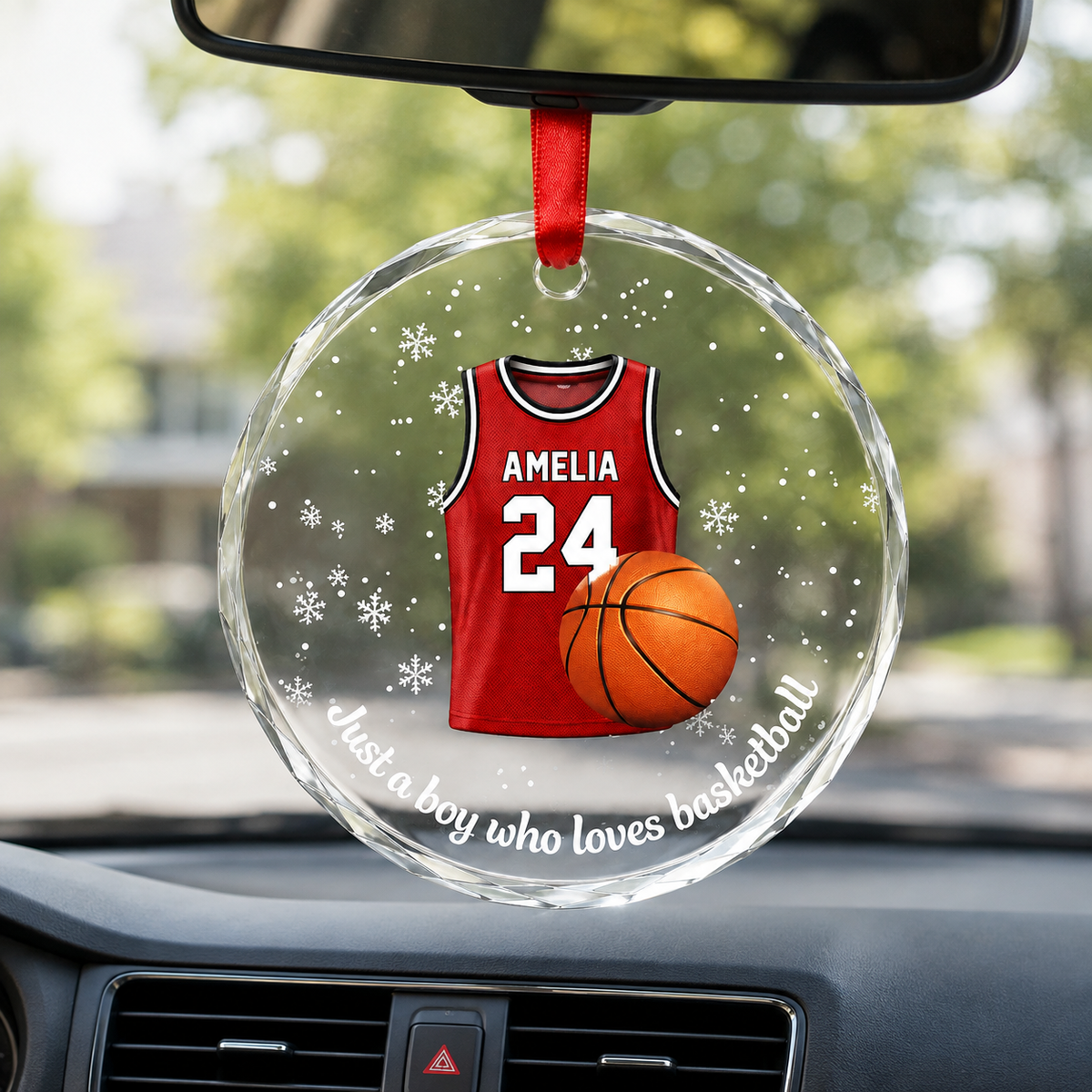 Basketball Glass Ornament - Personalized Jersey