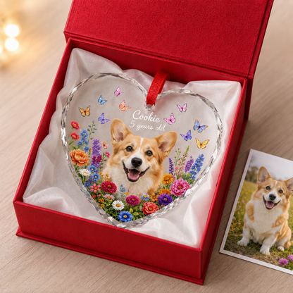 Custom Photo Dog Glass Dog With Flowers