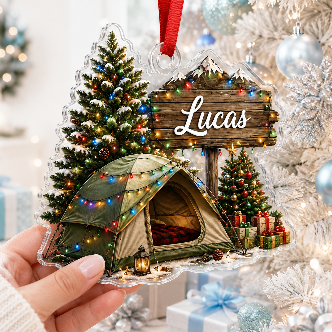 Camping Personalize Acrylic Christmas Camping