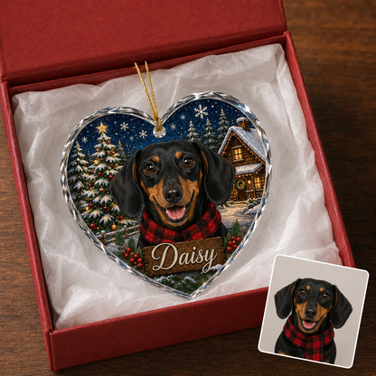 Custom Photo Dog Glass At Winter Christmas Night