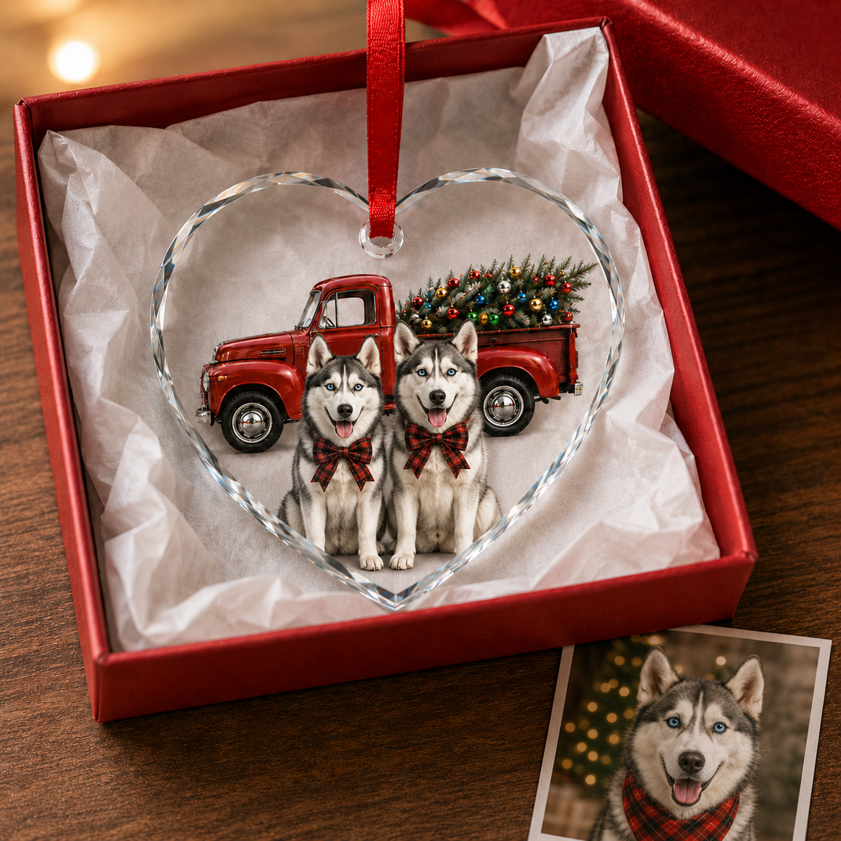 Custom Photo Dog With Christmas Car