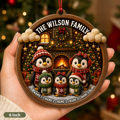 Christmas Family Wood Penguin