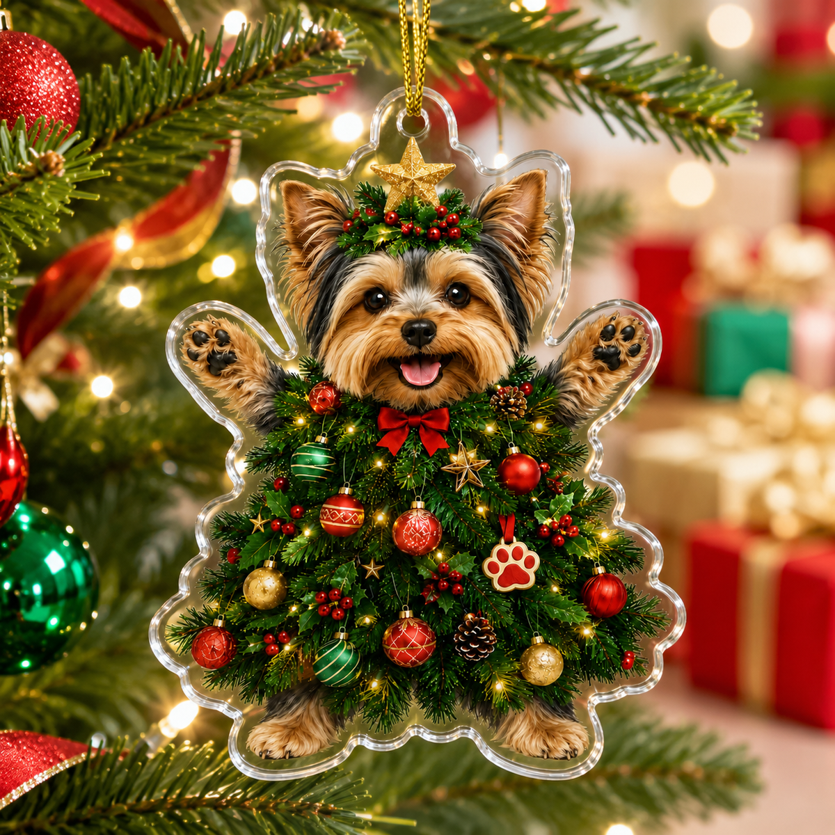 Dog Santa Tree Yorkshire Terrier