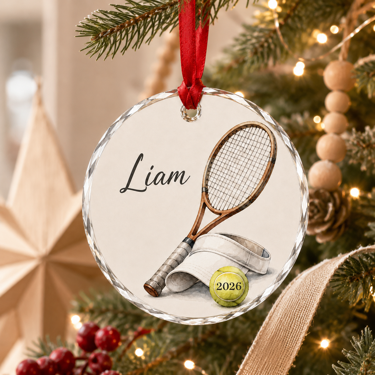 Sport Glass Ornament Tennis Gear
