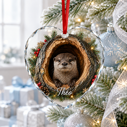 Animal Glass Ornament Tree Hollow Otter