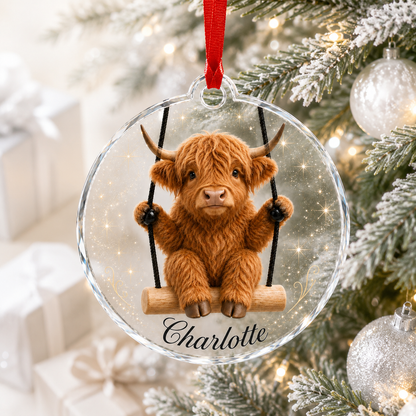 Animal Glass Ornament Highland Cow