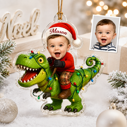 Custom Photo Christmas Dinosaur Baby