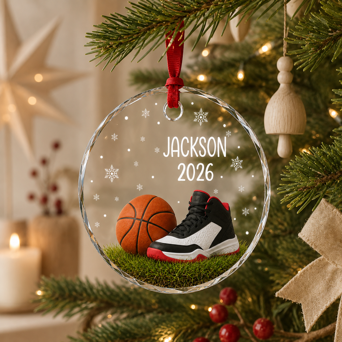 Sport Glass Ornament Basketball Court