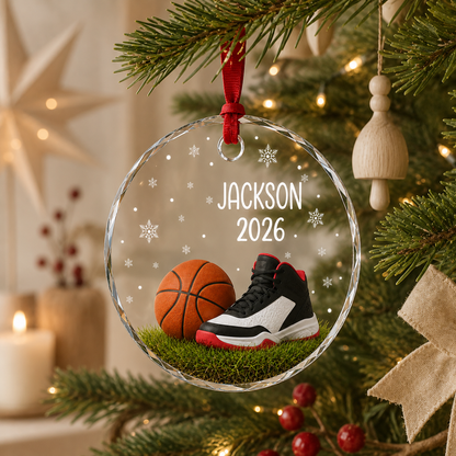 Sport Glass Ornament Basketball Court