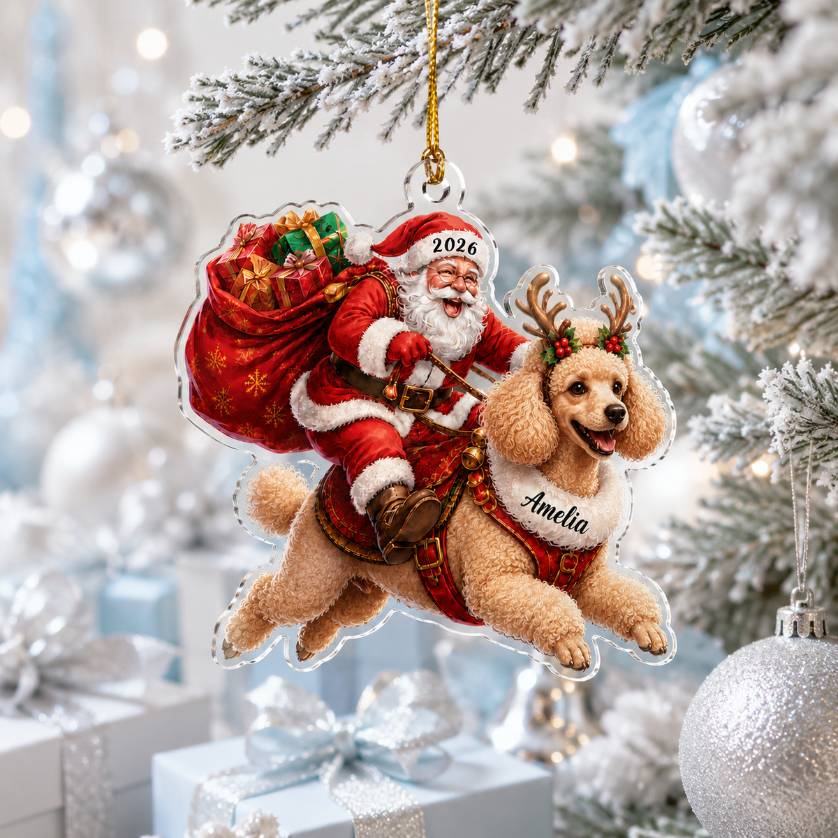 Santa Claus and Dog Poodle