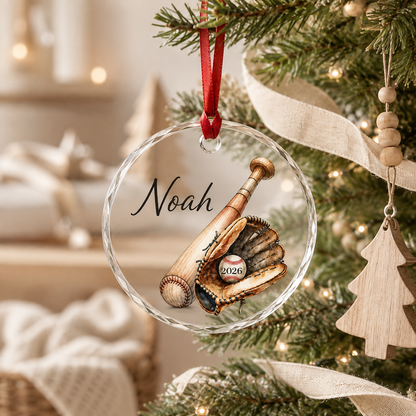 Sport Glass Ornament Baseball Gear