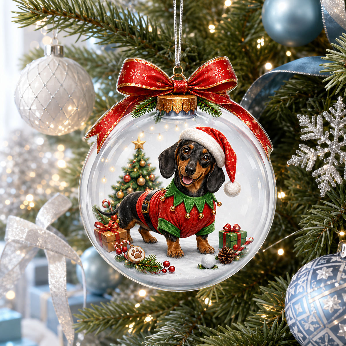 Dog Santa Bauble Ball Dachshund