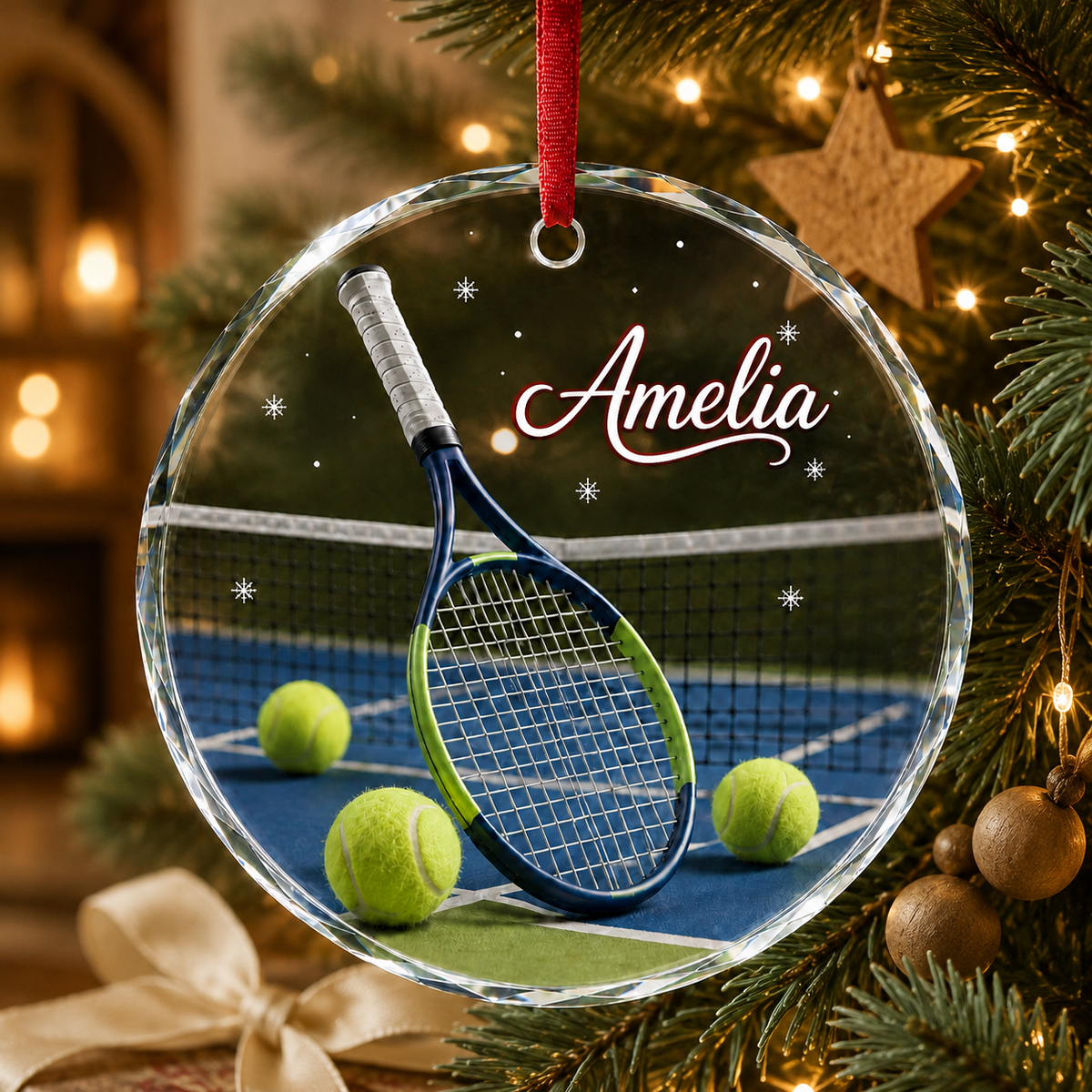 Sports Glass Ornament Tennis