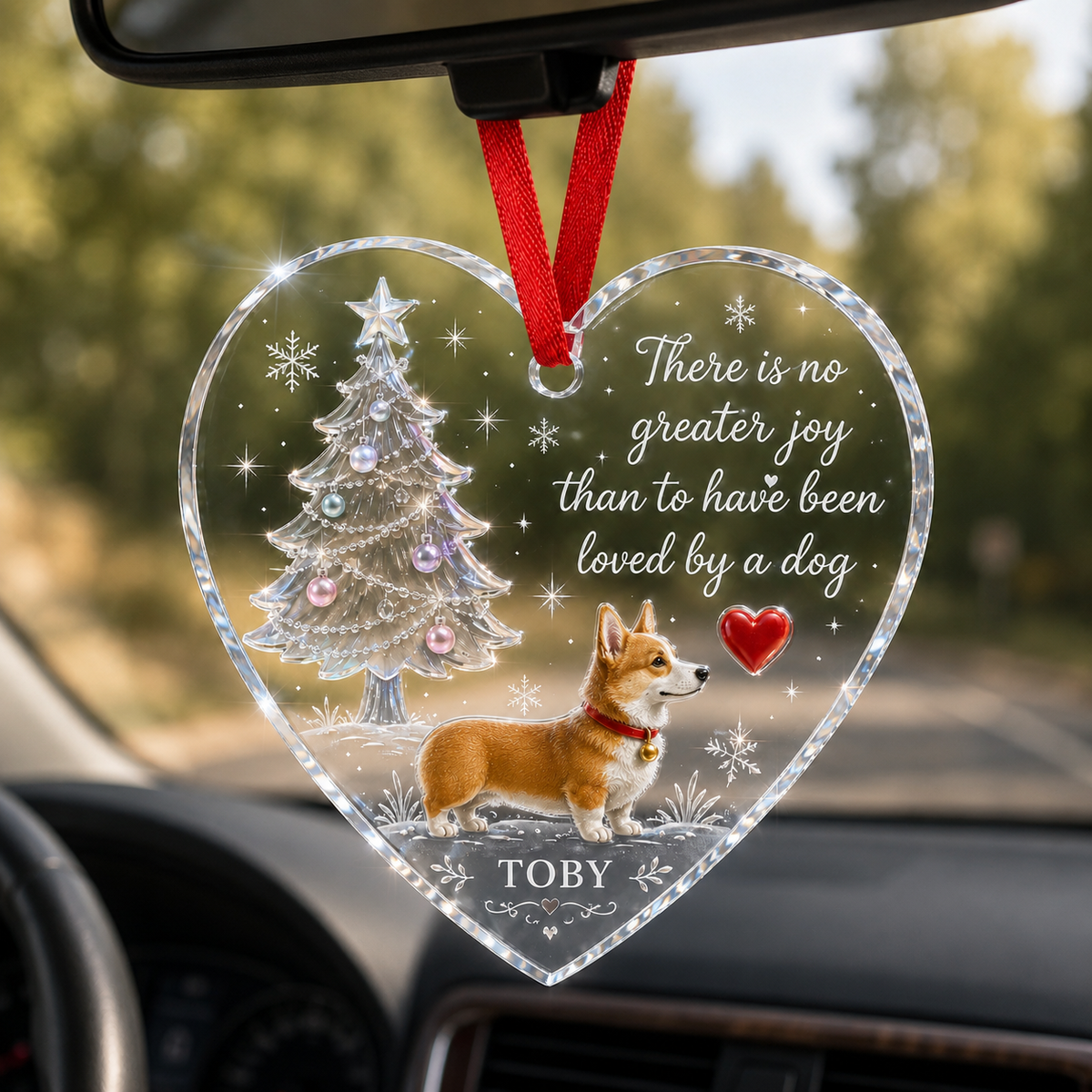Christmas Glass Dog Corgi