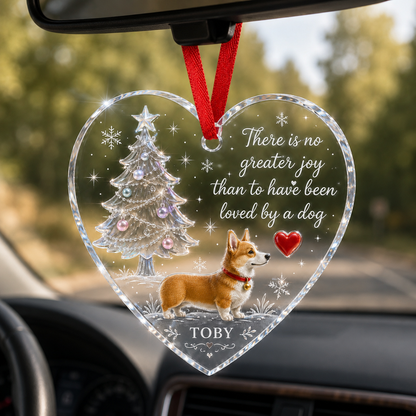 Christmas Glass Dog Corgi