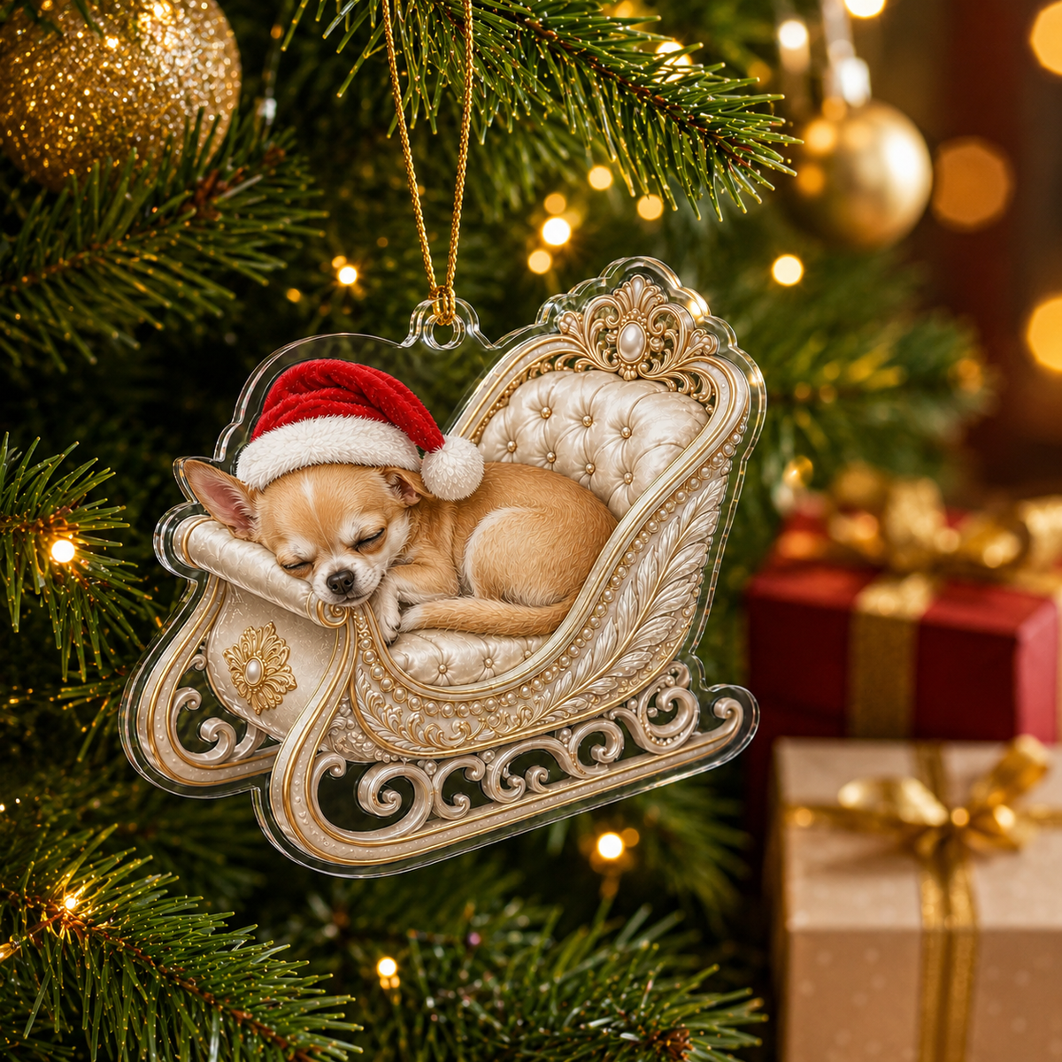 Dog Christmas Sleigh Chihuahua