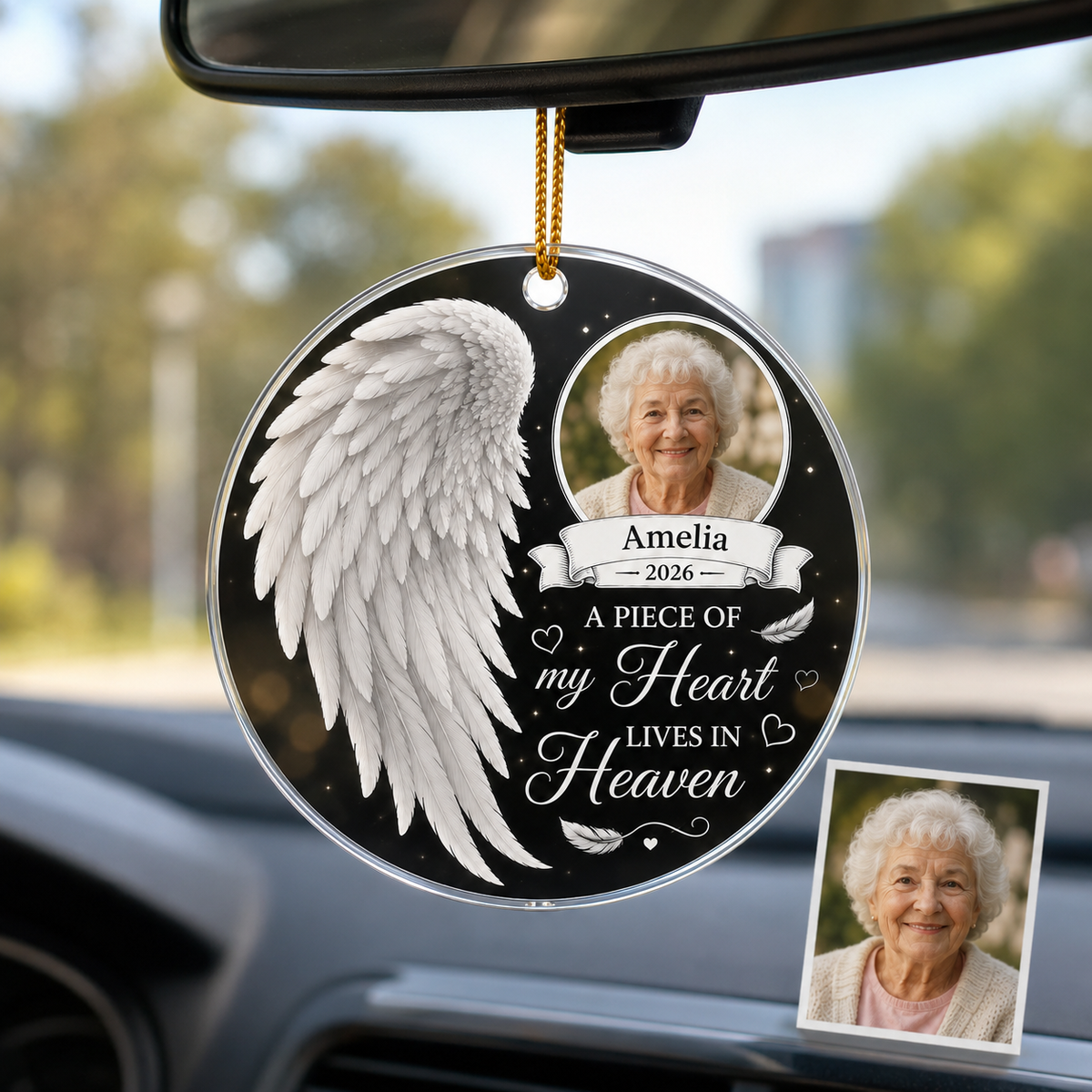 Custom Photo Heart In Heaven Angel Wing