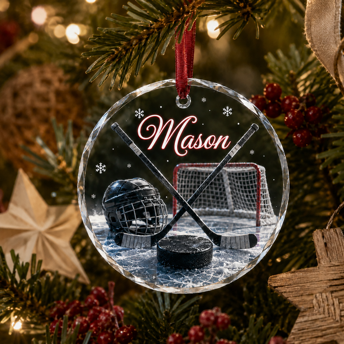 Sports Glass Ornament Ice Hockey
